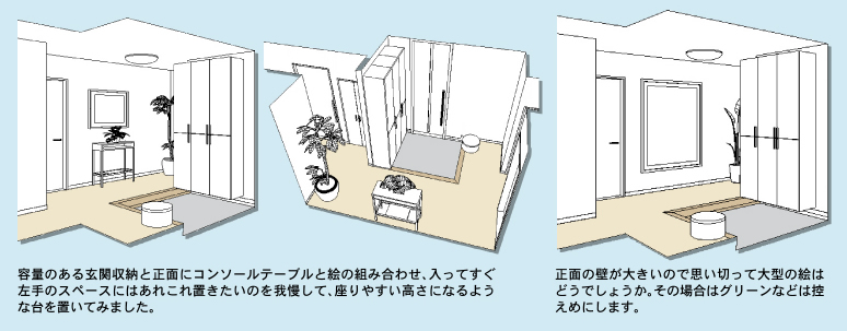 コの字型の玄関ホール