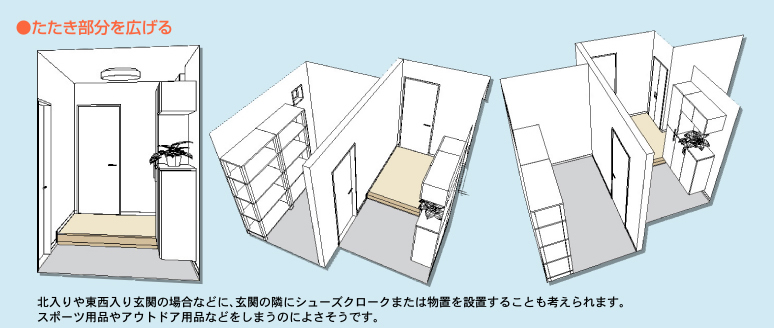 たたき部分を広げる