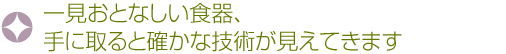 一見おとなしい食器、手に取ると確かな技術が見えてきます