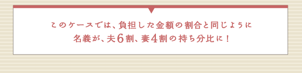 このケースの場合、夫6割、妻4割の持ち分比で登記することに!