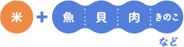米+魚/貝/肉/きのこ など